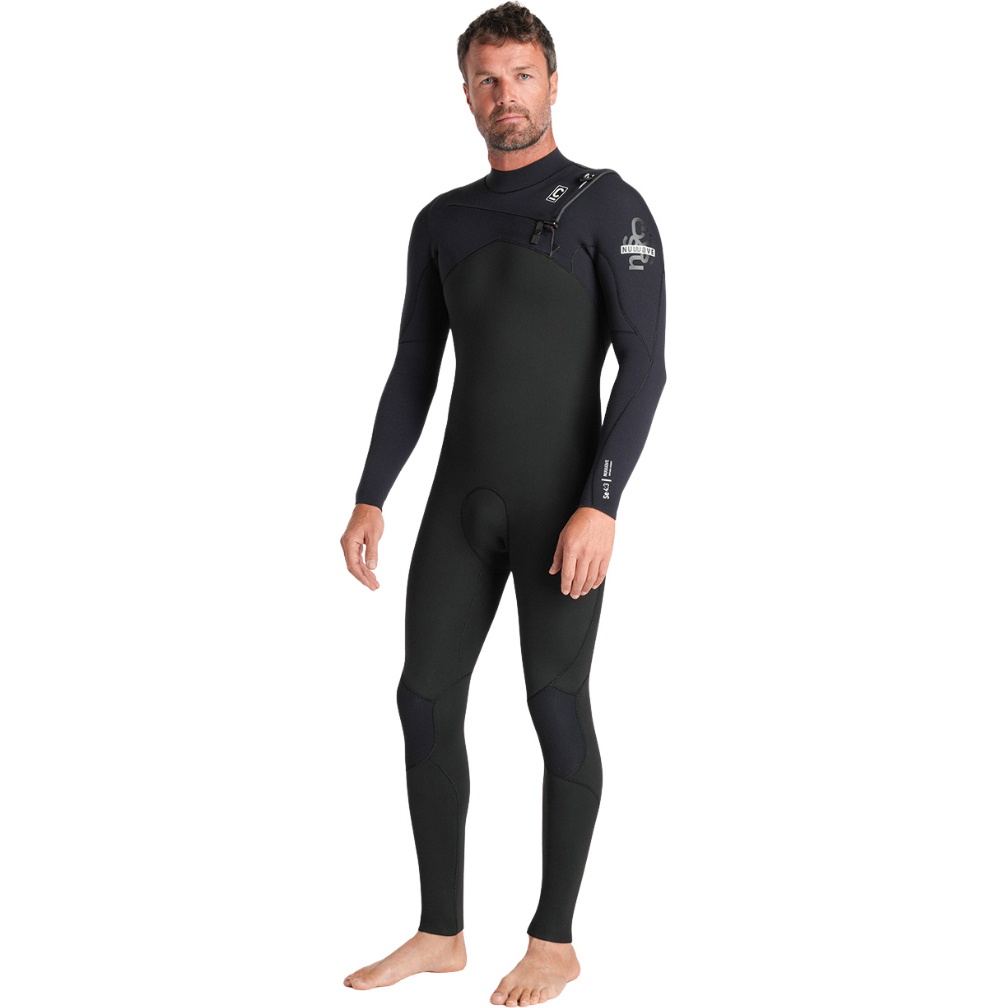 2026 C-Skins Da Uomo Nuwave Session 4/3mm Chest Zip Muta C-NSE43MCZ - Black / Black X / Silver